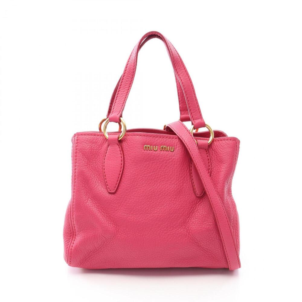 Miu Miu Miu VITELLO CARIBU 2-Way Handbag, Leather, Women's, Pink (RN0757)
